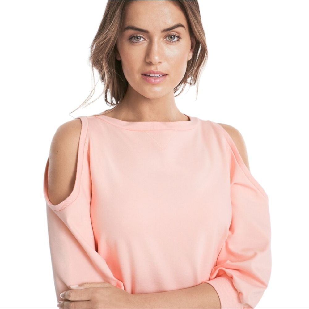 WHITE HOUSE BLACK MARKET Pale‎ Pink Cold-shoulder Sweatshirt Size S